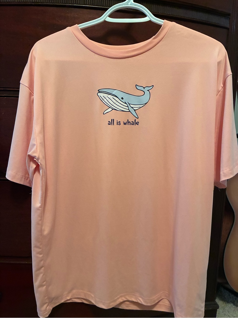 SHEIN Peach Short Sleeve Tee with Blue Whale Graphic